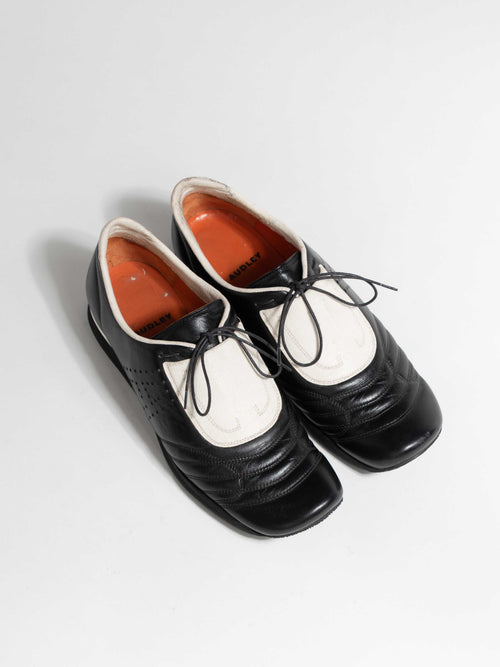 AUDLEY BLACK AND WHITE COLOR BLOCK LOAFERS