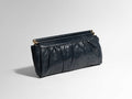 DEEP NAVY BLUE LEATHER RUCHED CLUTCH