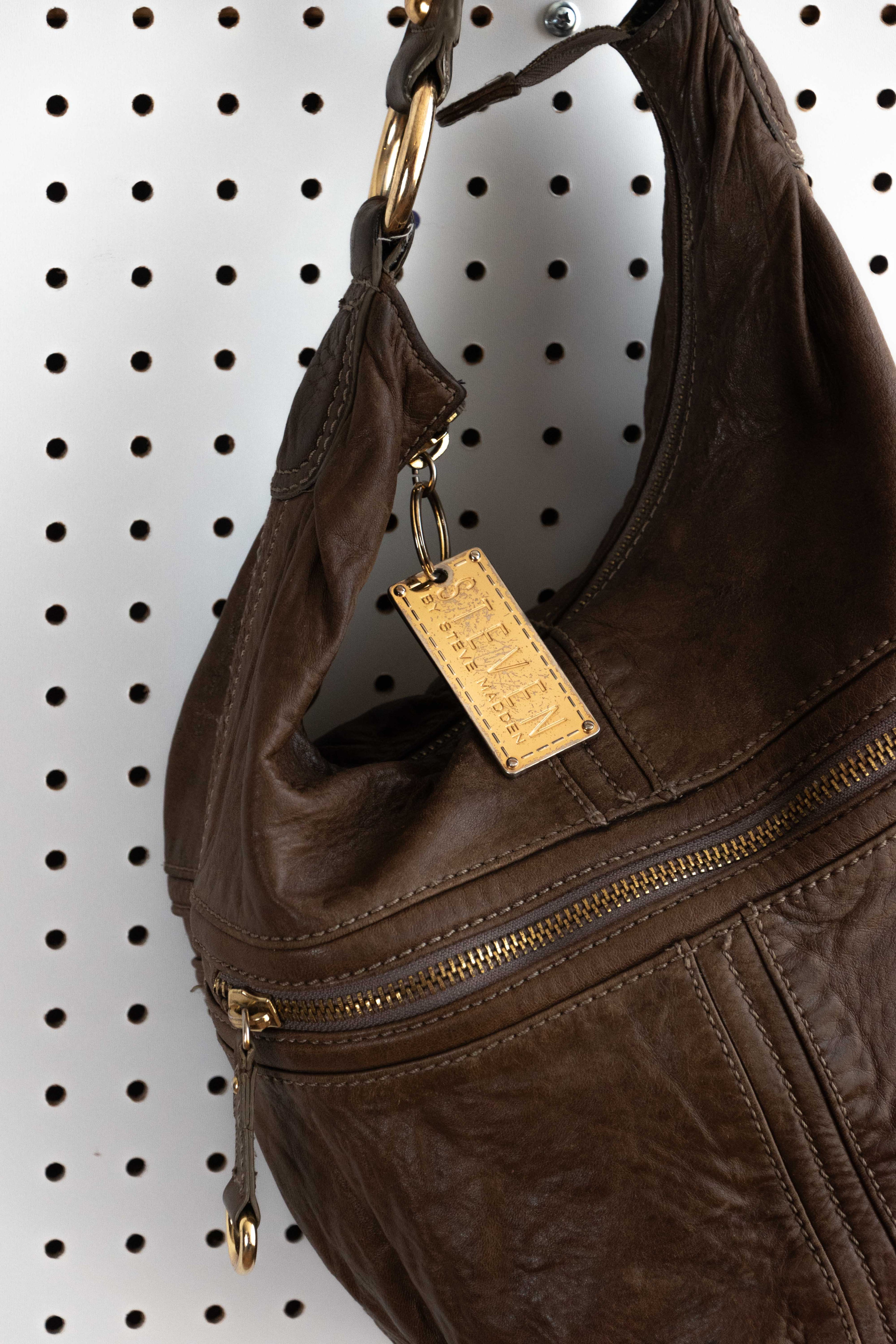 STEVEN BY STEVE MADDEN BROWN LEATHER TOTE