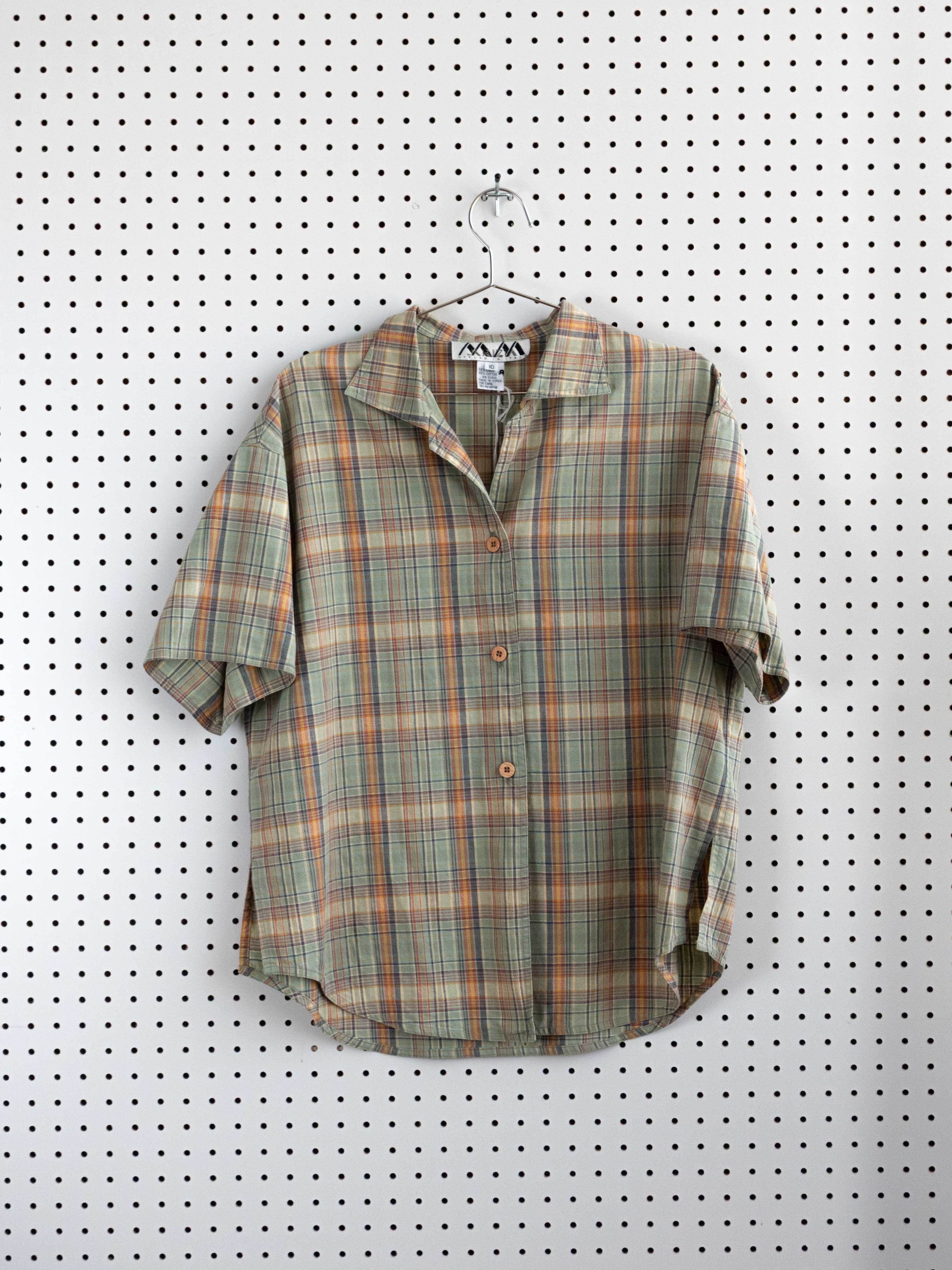 MM KRIZIA MULTICOLOR WASHED FLANNEL BUTTON DOWN TEE