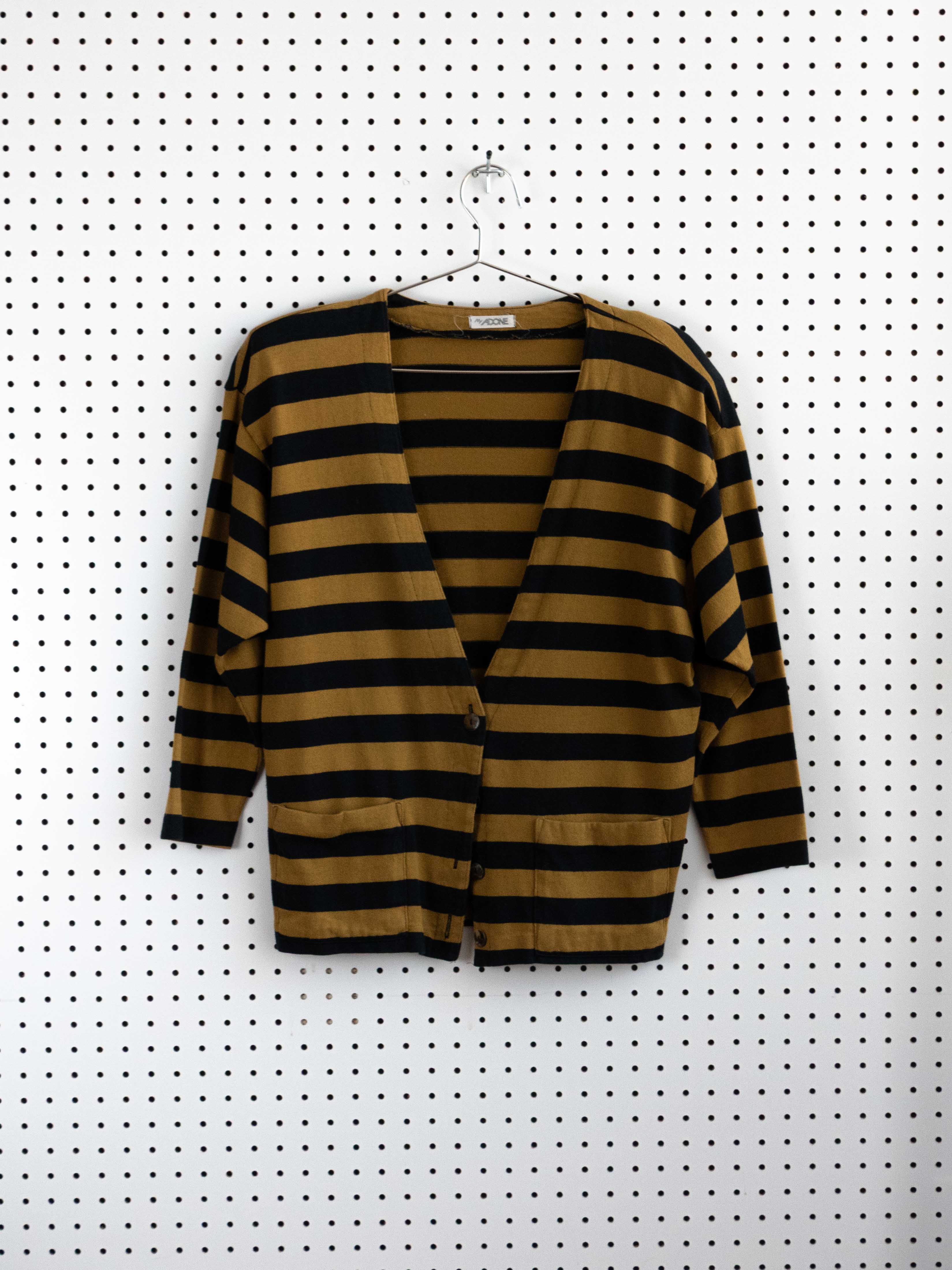 MY ADONE MUSTARD YELLOW & BLACK STRIPED CARDIGAN