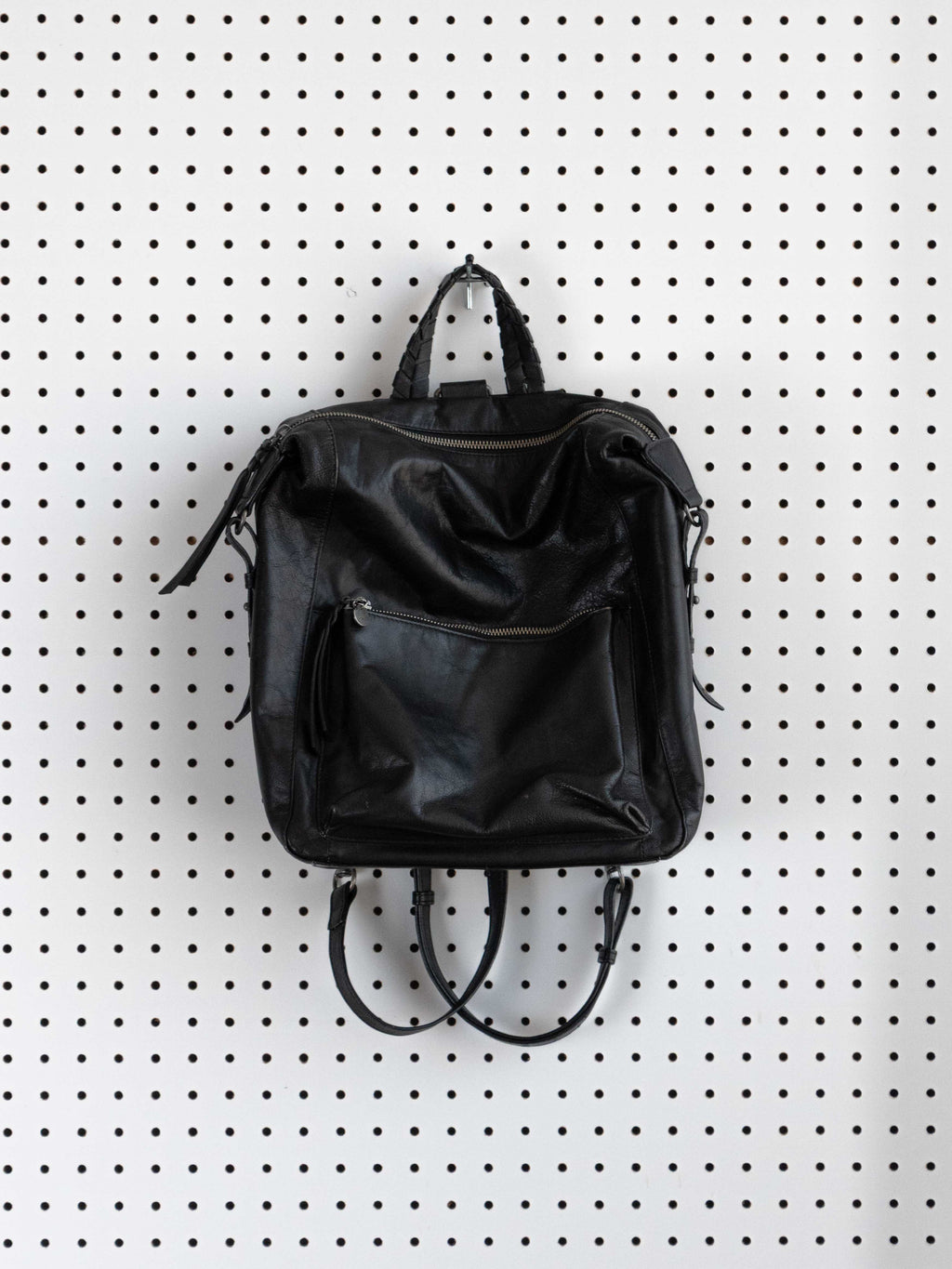 LUCKY BRAND BLACK BACKPACK WITH SILVER HARDWARE