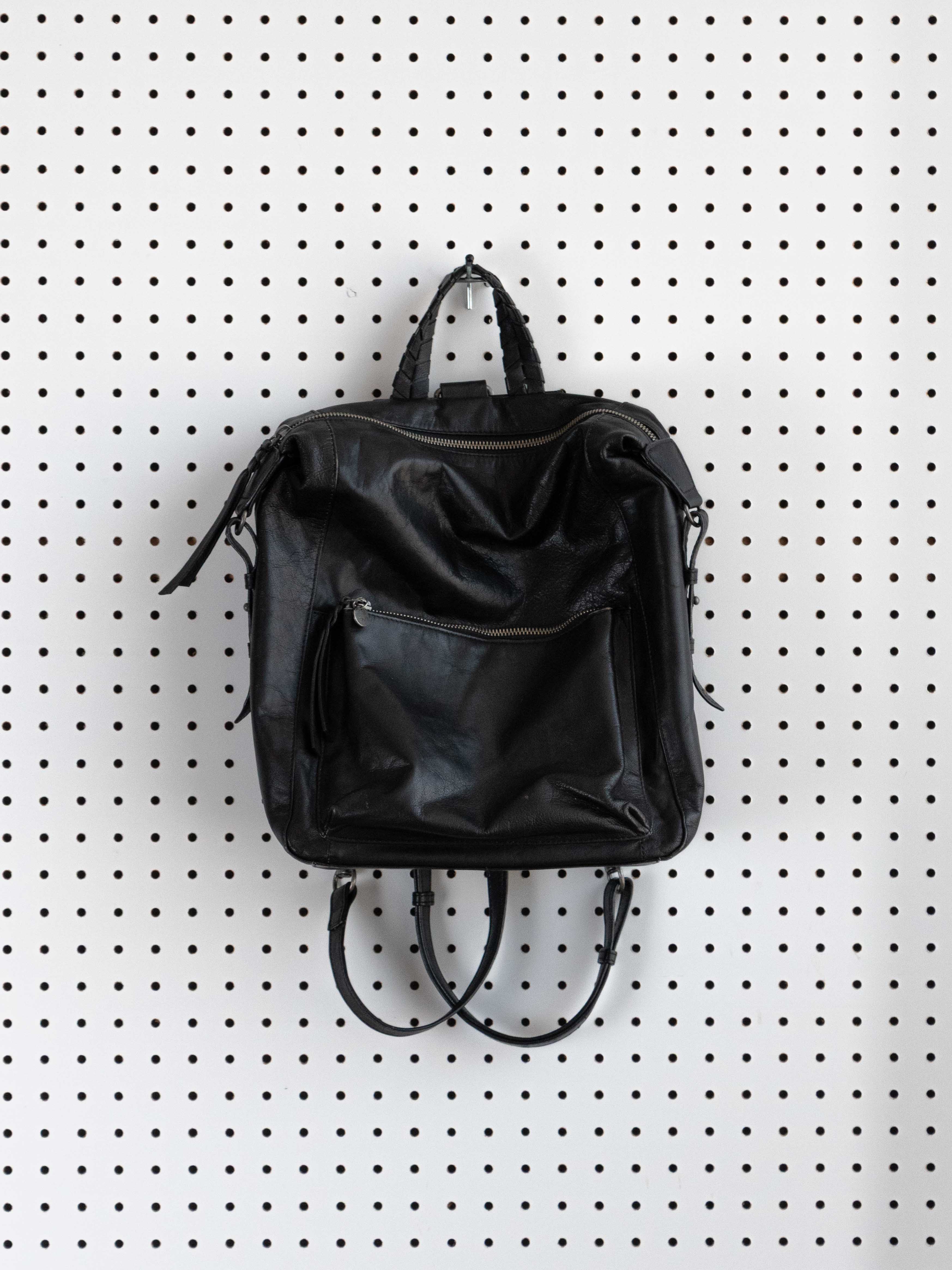 LUCKY BRAND BLACK BACKPACK WITH SILVER HARDWARE