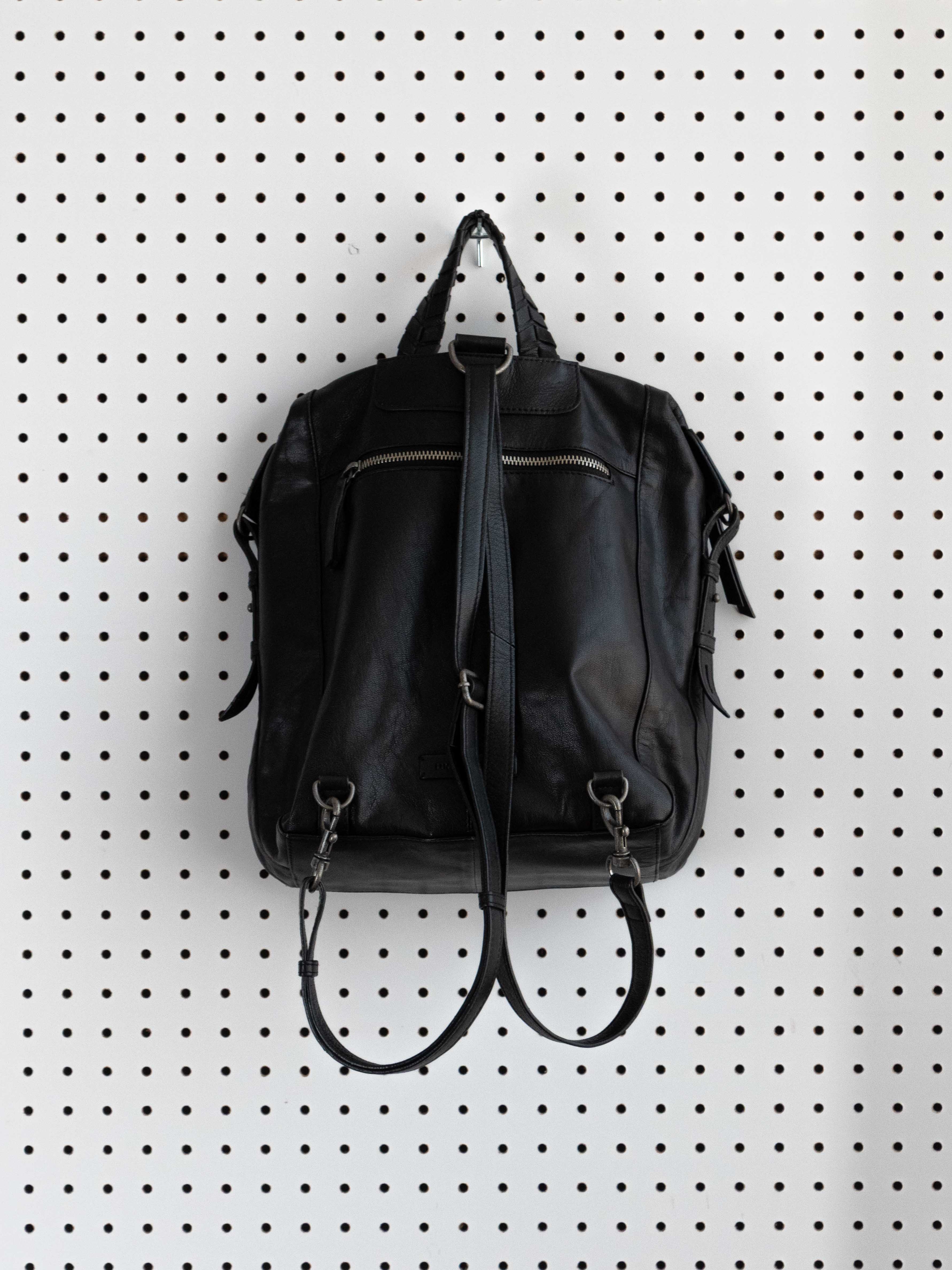 LUCKY BRAND BLACK BACKPACK WITH SILVER HARDWARE