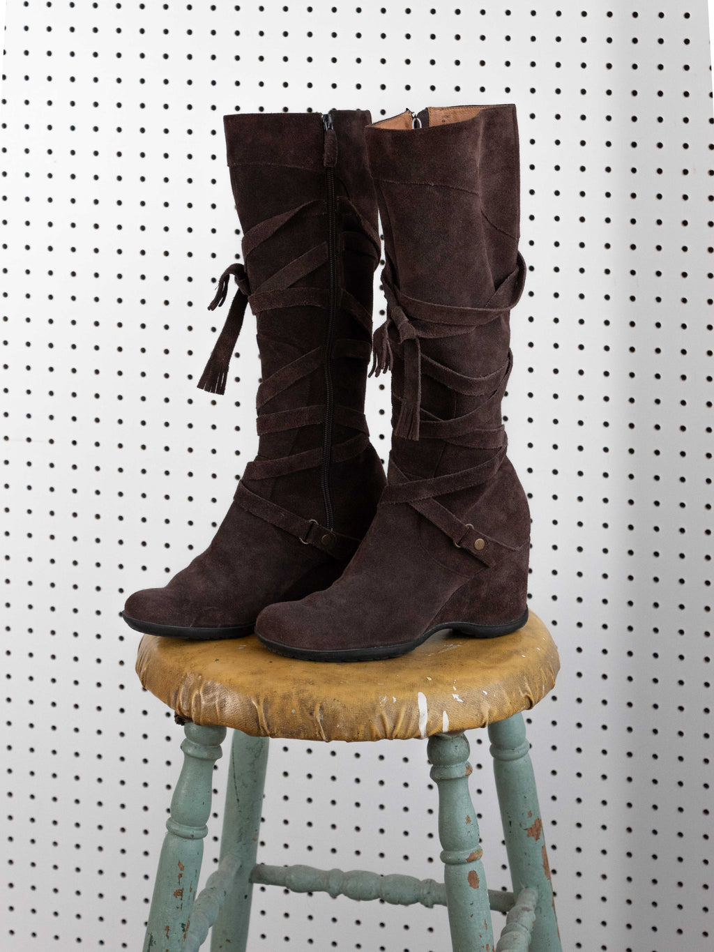 ME TOO BROWN SUEDE WEDGE BOOT
