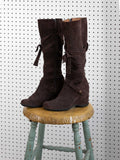 ME TOO BROWN SUEDE WEDGE BOOT