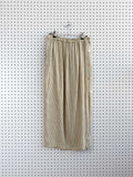 GREEN AND BEIGE STRIPED LINEN SKIRT WITH SIDE SLIT AND WOOD BUTTONS